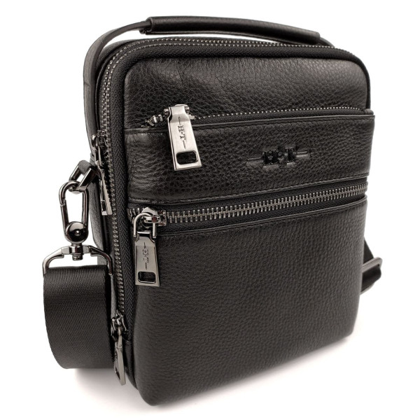 Стильная мужская кожаная сумка с ручкой H.T. Leather N407-13 17,5х21,5х9см черная