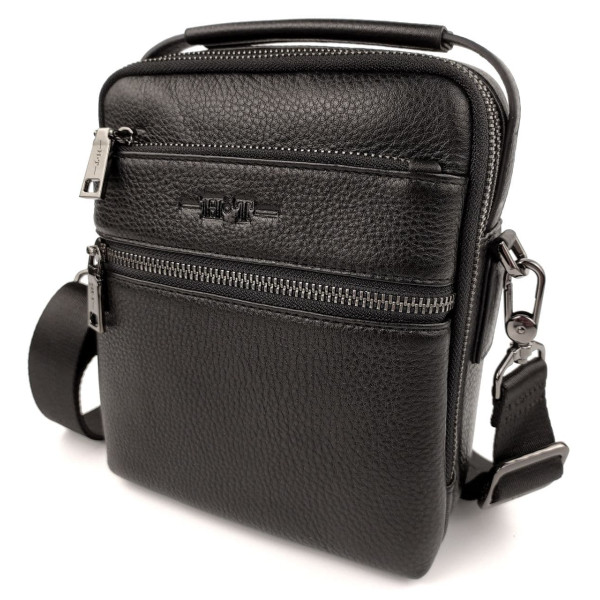 Стильная мужская кожаная сумка с ручкой H.T. Leather N407-13 17,5х21,5х9см черная