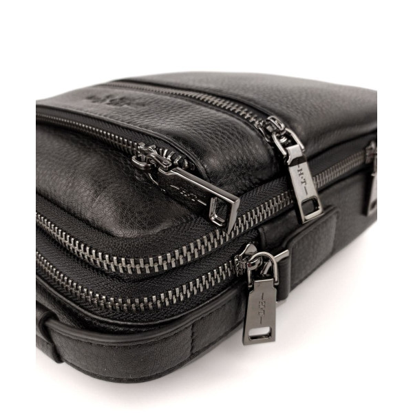 Стильная мужская кожаная сумка с ручкой H.T. Leather N407-13 17,5х21,5х9см черная