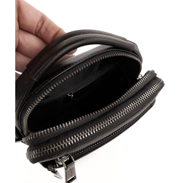 Стильная мужская кожаная сумка с ручкой H.T. Leather N407-13 17,5х21,5х9см черная