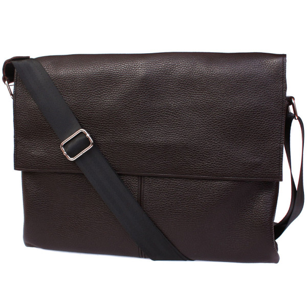 Горизонтальна шкіряна сумка формату А4 Alvibag av-102brown коричнева