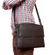 Горизонтальна шкіряна сумка формату А4 Alvibag av-102brown коричнева