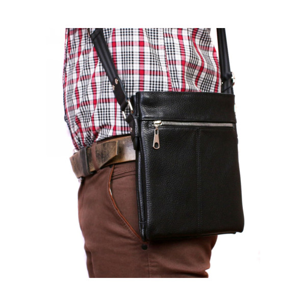 Шкіряна сумка формату А5 Alvibag av-401-1 чорна
