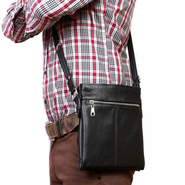 Шкіряна сумка формату А5 Alvibag av-401-1 чорна