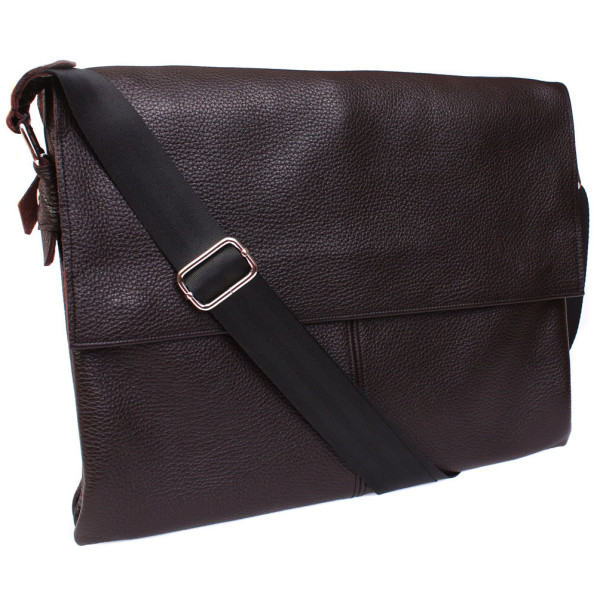 Горизонтальна шкіряна сумка формату А4 Alvibag av-102brown коричнева