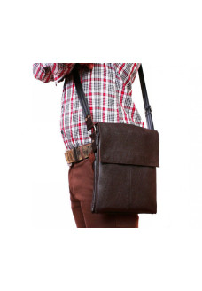 Мужская кожаная сумка-планшетка коричневая ALVIbag av-101brown