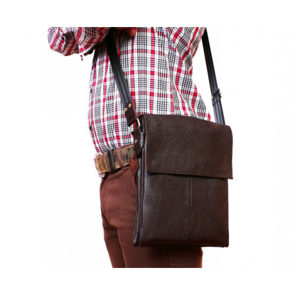 Чоловіча шкіряна сумка-планшетка коричнева ALVIbag av-101brown