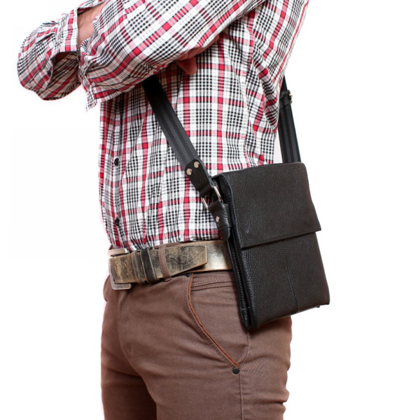 Кожаная сумка через плечо Alvibag AV-041-1 черная