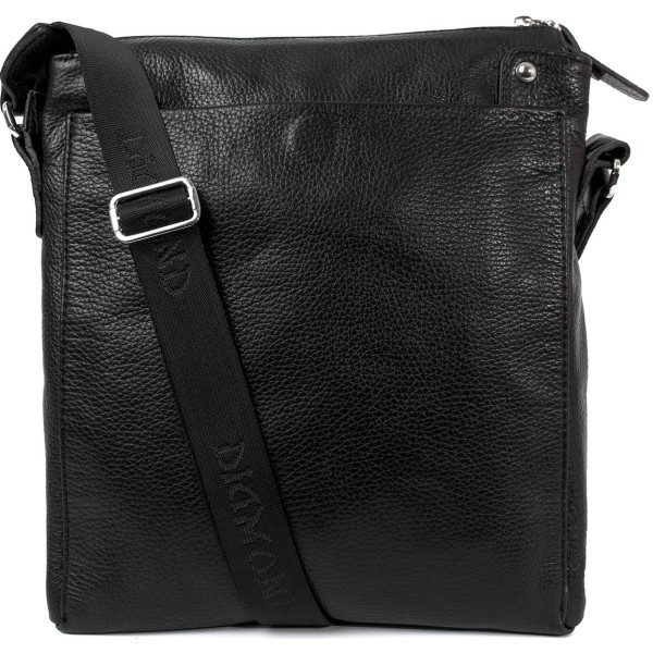 Вертикальна шкіряна сумка на три відділення Diamond 7849 black