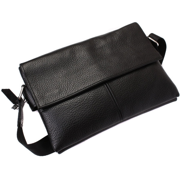 Кожаная сумка горизонтальная Alvibag AV-501-1 черная