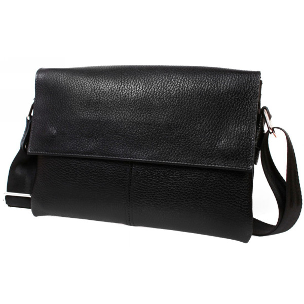 Кожаная сумка горизонтальная Alvibag AV-501-1 черная