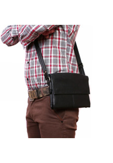 Кожаная сумка горизонтальная Alvibag AV-501-1 черная