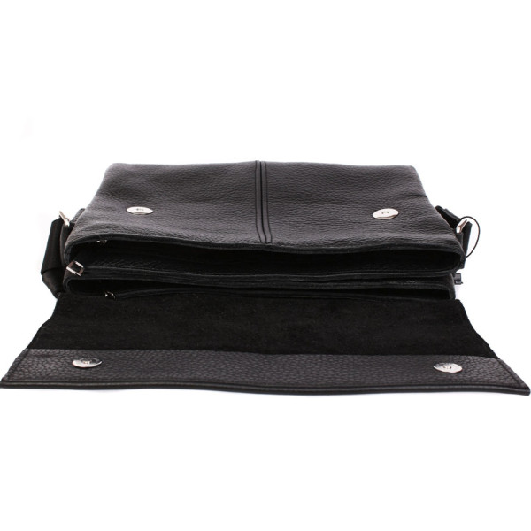 Кожаная сумка горизонтальная Alvibag AV-501-1 черная