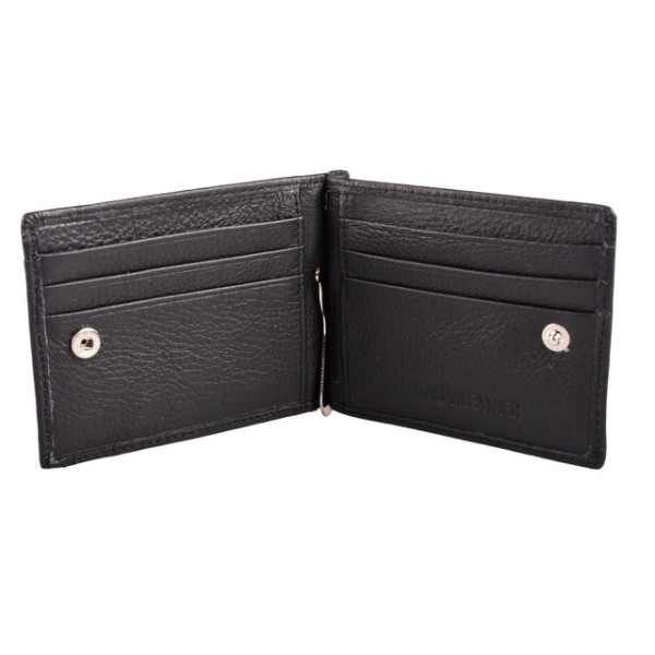 Чоловічий шкіряний затиск на кнопці ST Leather (ST315) 98448 Чорний
