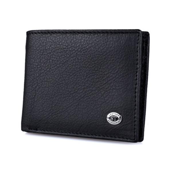 Мужской кожаный кошелек с зажимом на магните ST Leather (ST-8) 98565 Черный