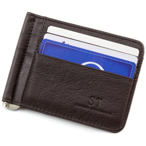 Затиск для грошей з натуральної шкіри ST Leather (ST452) 98534 Коричневий