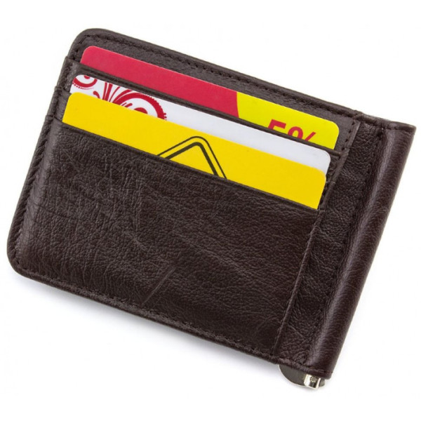 Затиск для грошей з натуральної шкіри ST Leather (ST452) 98534 Коричневий