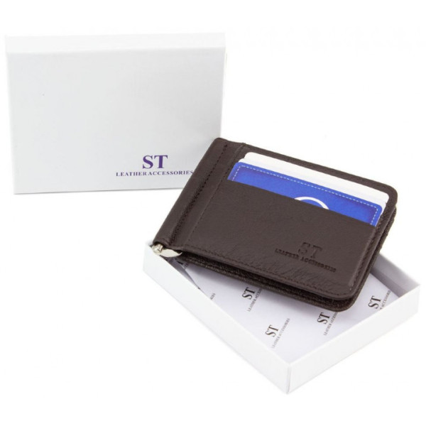 Затиск для грошей з натуральної шкіри ST Leather (ST452) 98534 Коричневий